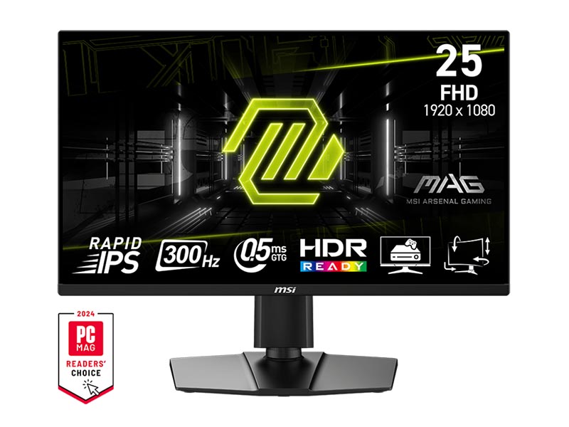 Monitor 25" MSI MAG 255PXF Gaming Rapid IPS, 300Hz, 0.5ms, FHD, HDMIx2, DP, Tilt, Speakers, HAS