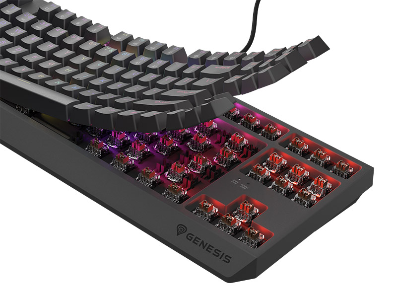 Keyboard Genesis Gaming Thor 230 TKL Hot Swap Mechanical Brown Switch RGB Black