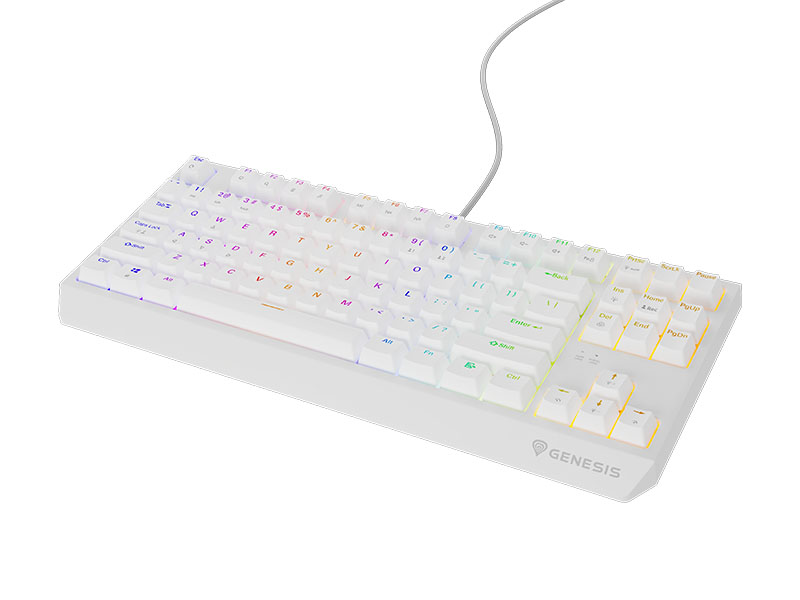 Keyboard Genesis Gaming Thor 230 TKL Hot Swap Mechanical Brown Switch RGB White